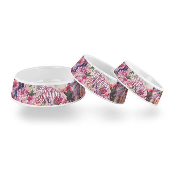 Watercolor Floral Plastic Pet Bowls - PARENT MAIN
