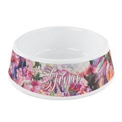 Watercolor Floral Plastic Dog Bowl - Small