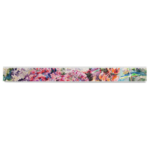 Watercolor Floral Plastic Ruler - 12" - FRONT