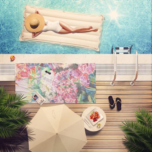 Watercolor Floral Pool Towel Lifestyle