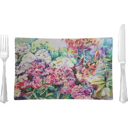 Watercolor Floral Rectangular Glass Lunch / Dinner Plate - Single or Set