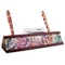 Watercolor Floral Red Mahogany Nameplates with Business Card Holder - Angle