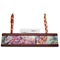 Watercolor Floral Red Mahogany Nameplates with Business Card Holder - Straight