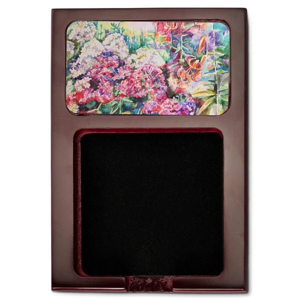 Watercolor Floral Red Mahogany Sticky Note Holder - Flat