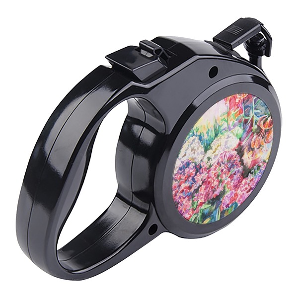 Watercolor Floral Retractable Dog Leash - Angle