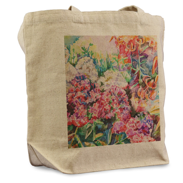 Custom Watercolor Floral Reusable Cotton Grocery Bag