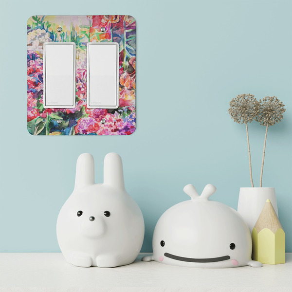 Watercolor Floral Rocker Light Switch Covers - Double - IN CONTEXT