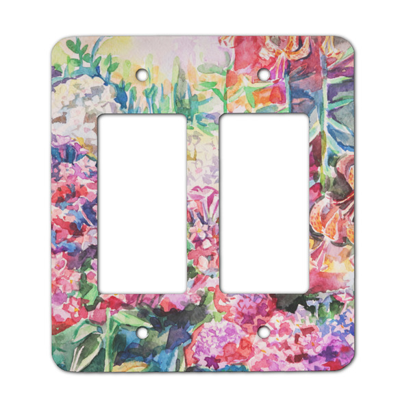 Custom Watercolor Floral Rocker Style Light Switch Cover - Two Switch