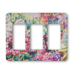 Watercolor Floral Rocker Style Light Switch Cover - Three Switch