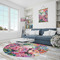 Watercolor Floral Round Area Rug - IN CONTEXT