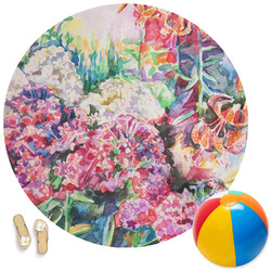 Watercolor Floral Round Beach Towel