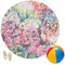 Watercolor Floral Round Beach Towel