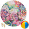 Watercolor Floral Round Beach Towel