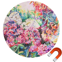 Watercolor Floral Round Car Magnet - 6"