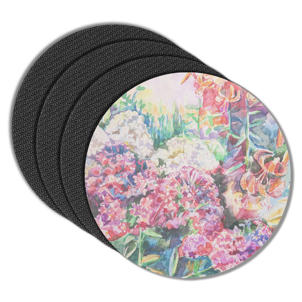 Custom Watercolor Floral Round Rubber Backed Coasters - Set of 4