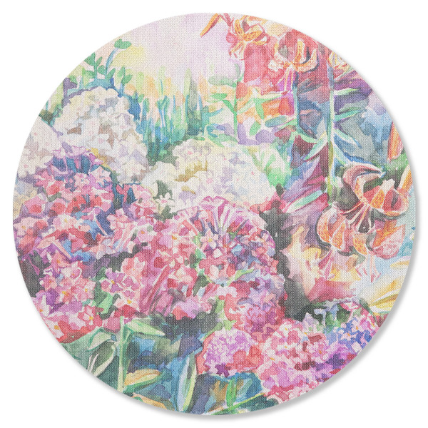 Custom Watercolor Floral Round Rubber Backed Coaster