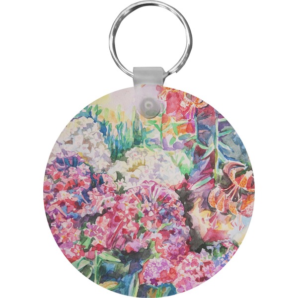 Custom Watercolor Floral Round Plastic Keychain