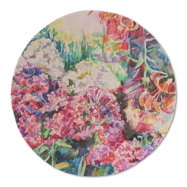 Custom Watercolor Floral Round Linen Placemat