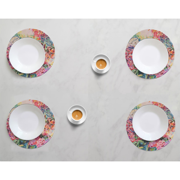 Watercolor Floral Round Linen Placemats - LIFESTYLE (set of 4)