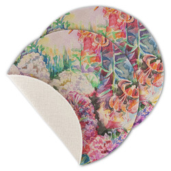Watercolor Floral Round Linen Placemat - Single Sided - Set of 4