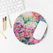 Watercolor Floral Round Mousepad - LIFESTYLE 2