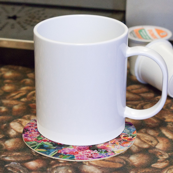 Watercolor Floral Round Paper Coaster - With Mug