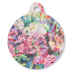 Watercolor Floral Round Pet ID Tag