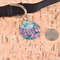 Watercolor Floral Round Pet ID Tag - Large - In Context