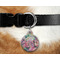 Watercolor Floral Round Pet Tag on Collar & Dog