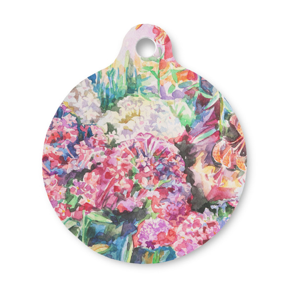 Custom Watercolor Floral Round Pet ID Tag - Small
