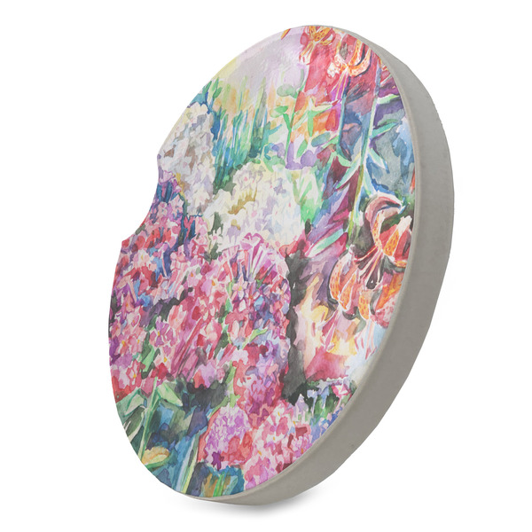 Watercolor Floral Sandstone Car Coaster - STANDING ANGLE