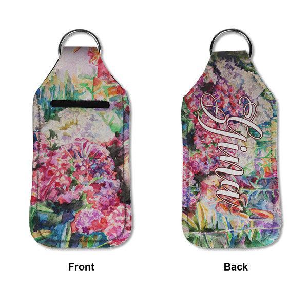 Watercolor Floral Sanitizer Holder Keychain - Large APPROVAL (Flat)