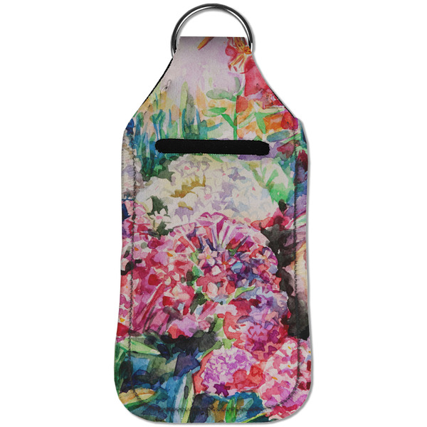 Watercolor Floral Sanitizer Holder Keychain - Large (Front)