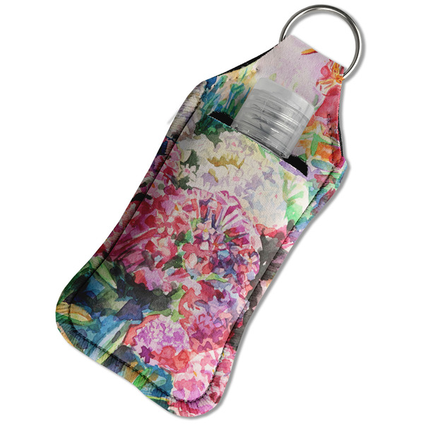 Watercolor Floral Sanitizer Holder Keychain - Large in Case