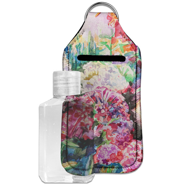 Custom Watercolor Floral Hand Sanitizer & Keychain Holder - Large