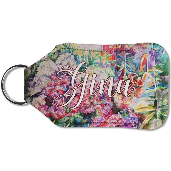 Watercolor Floral Sanitizer Holder Keychain - Small (Back)