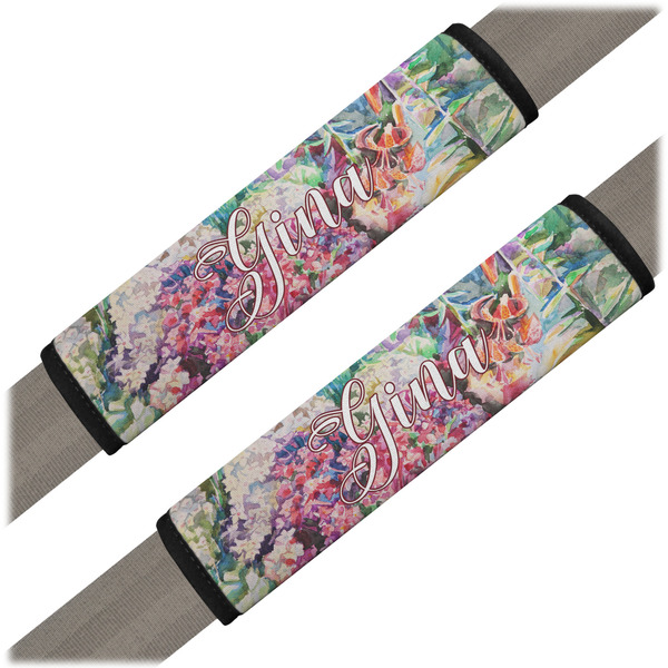 Custom Watercolor Floral Seat Belt Covers (Set of 2)
