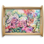Watercolor Floral Natural Wooden Tray - Large