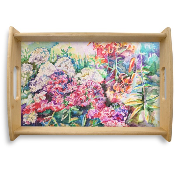 Custom Watercolor Floral Natural Wooden Tray - Small