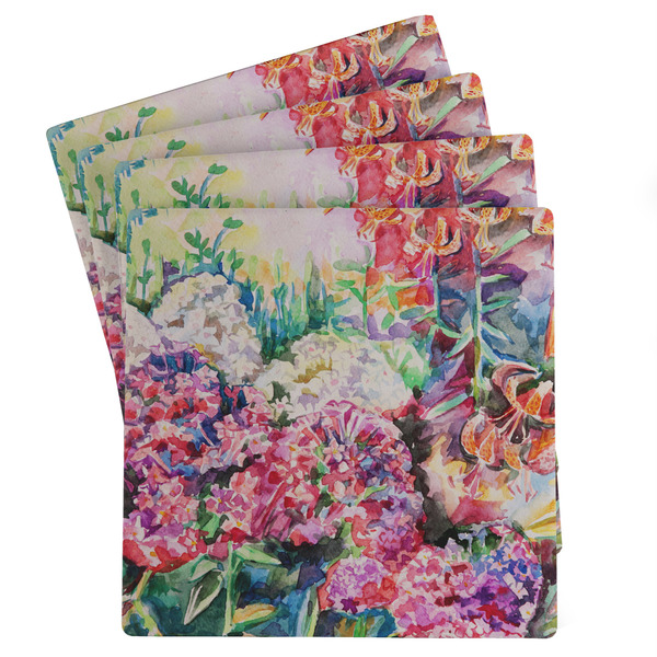 Custom Watercolor Floral Absorbent Stone Coasters - Set of 4