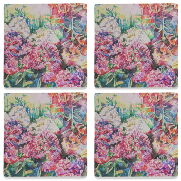 Watercolor Floral Set of 4 Sandstone Coasters - See All 4 View