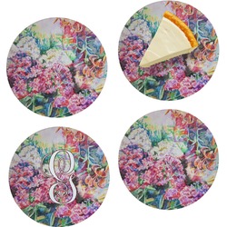 Watercolor Floral Set of 4 Glass Appetizer / Dessert Plate 8"
