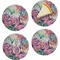 Watercolor Floral Set of 4 Glass Appetizer / Dessert Plate 8"
