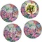 Watercolor Floral Set of 4 Glass Lunch / Dinner Plate 10"