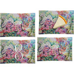 Watercolor Floral Set of 4 Glass Rectangular Appetizer / Dessert Plate