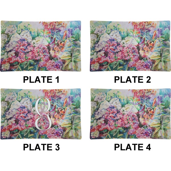 Watercolor Floral Set of Rectangular Dinner Plates (Approval)