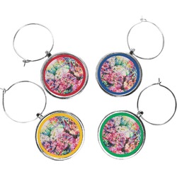 Watercolor Floral Wine Charms (Set of 4)