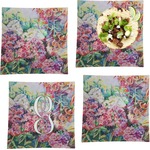 Watercolor Floral Set of 4 Glass Square Lunch / Dinner Plate 9.5"