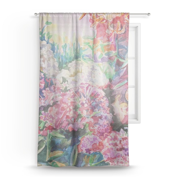 Custom Watercolor Floral Sheer Curtain - 50"x84"