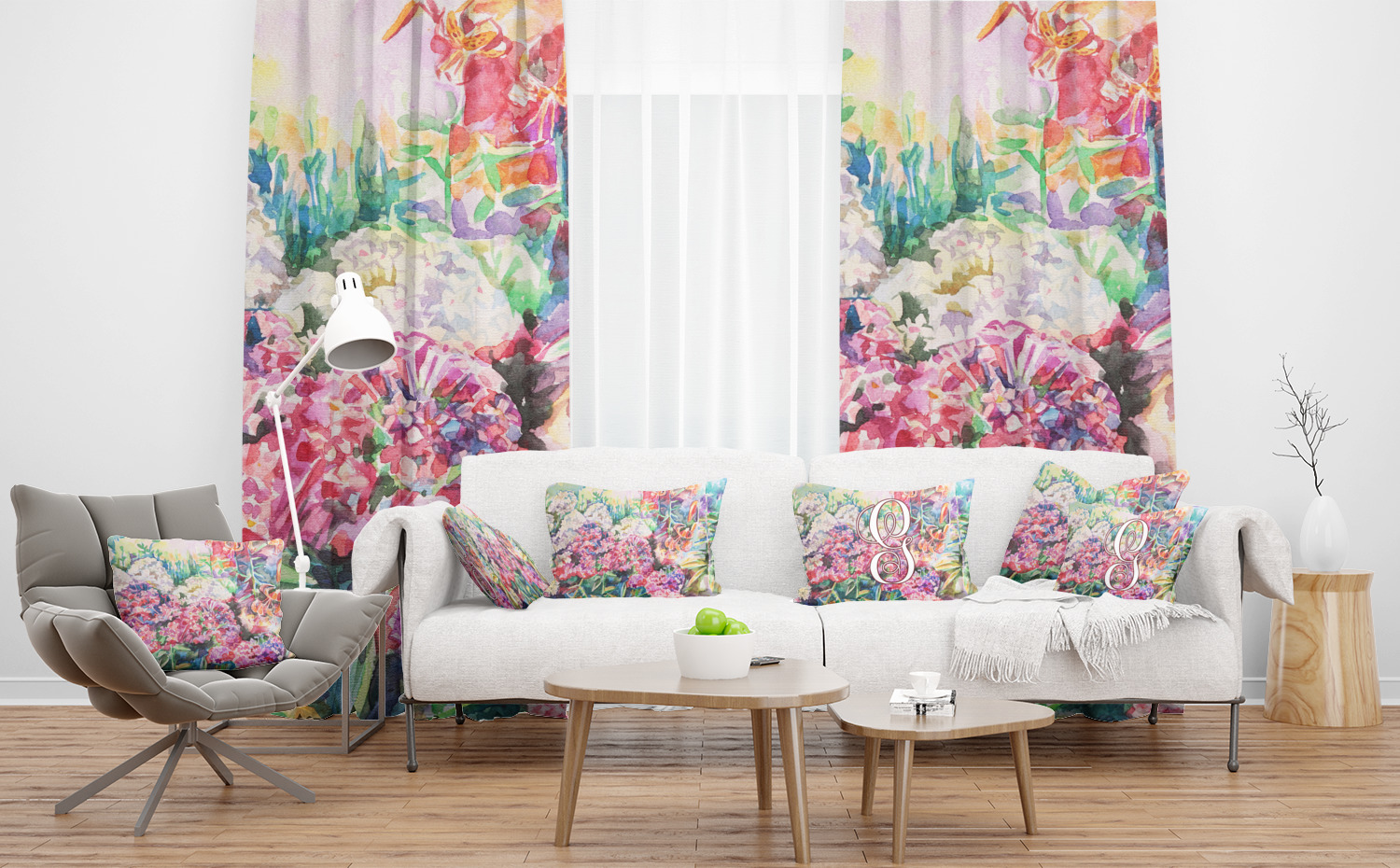Custom Watercolor Floral Curtain | YouCustomizeIt